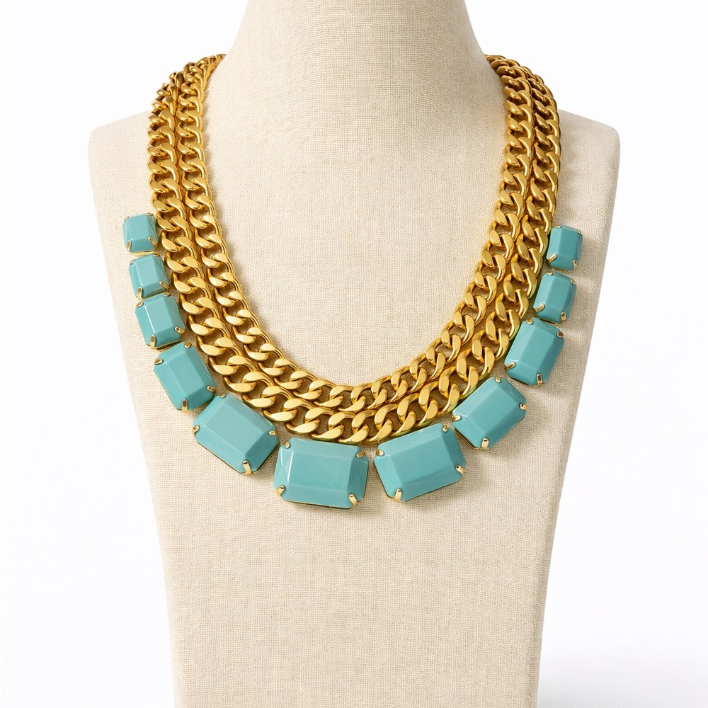 Gold and Turquoise Statement Necklace